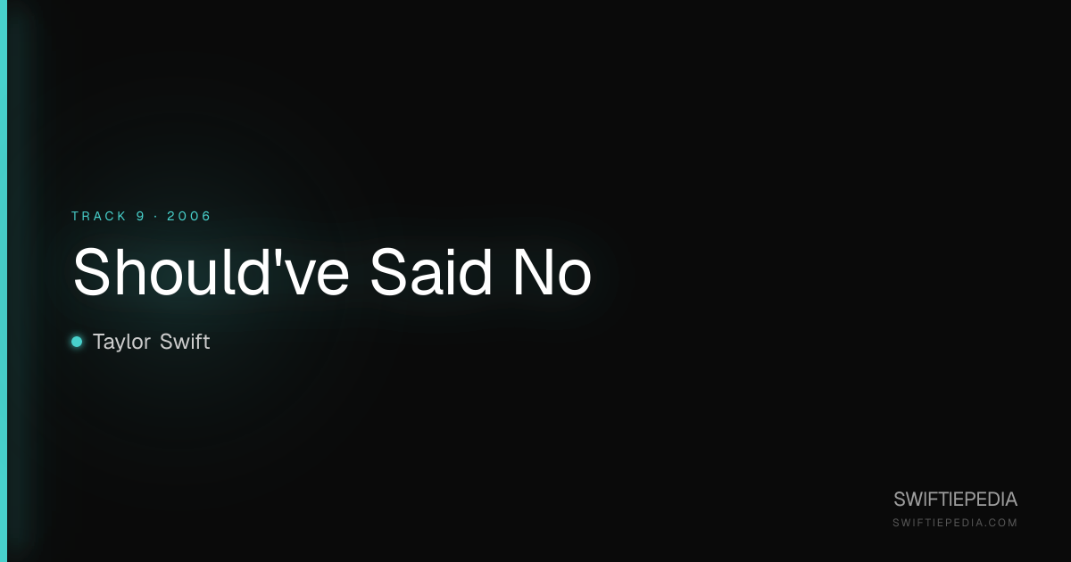 Should've Said No — Taylor Swift | Taylor Swift | Swiftiepedia